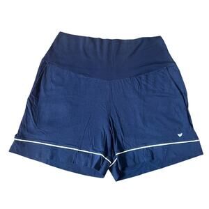 Petite Plume Pajama Shorts Size Large Womens Pima Cotton Navy Blue